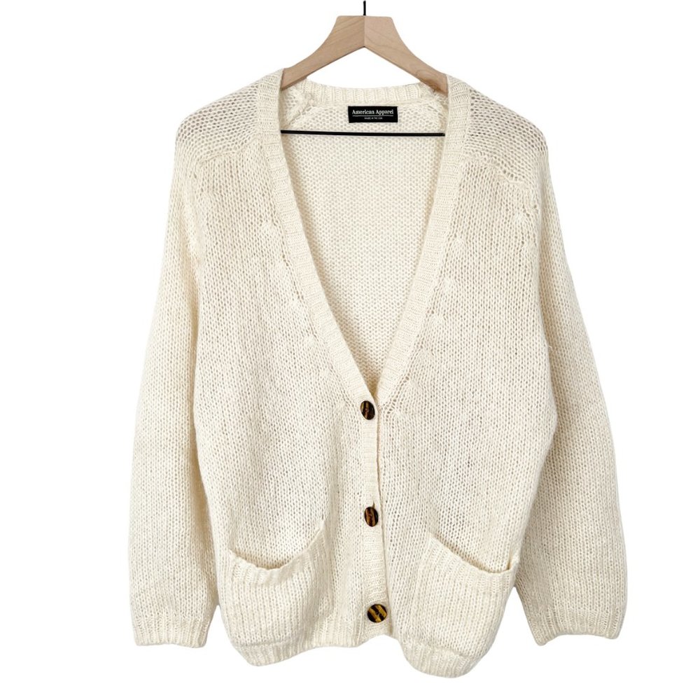 Vintage Mohair Wool Made in the USA American Apparel Oversized Cardigan Sweater - Picture 3 of 10